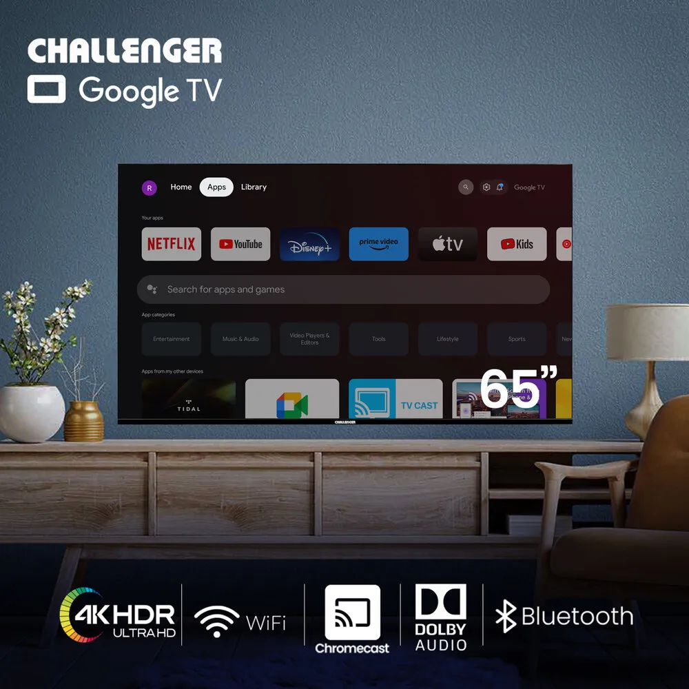 TV Challenger 65" UHD 4K WIFI Bluetooth